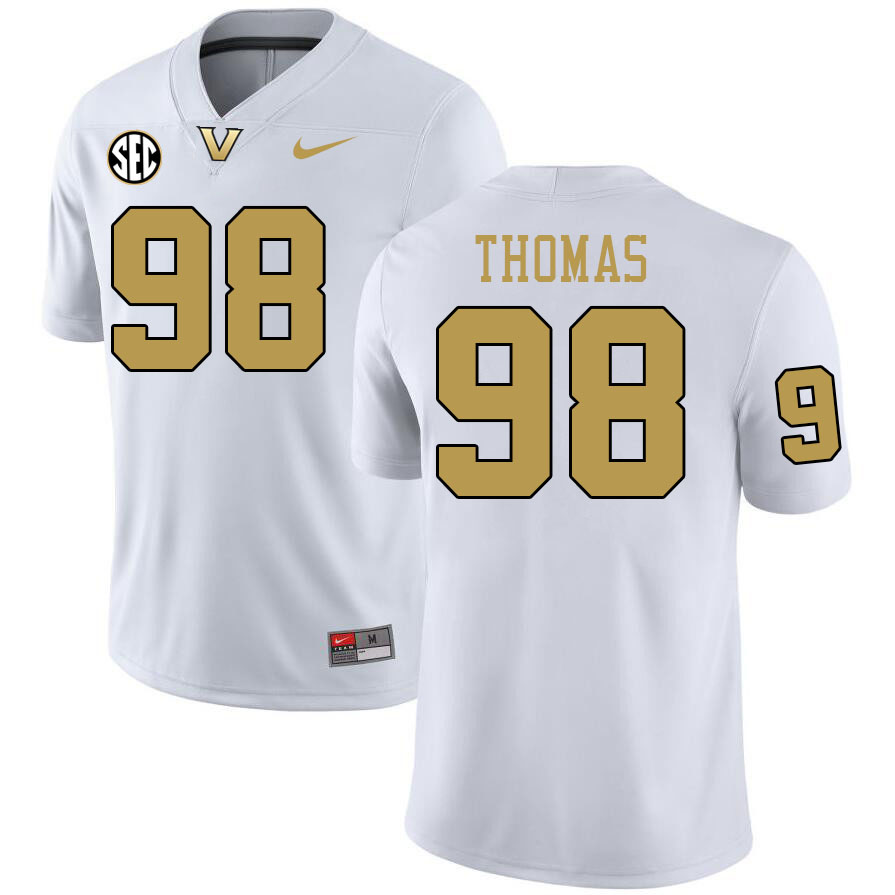 Vanderbilt Commodores #98 De'Marion Thomas College Football Jerseys 2024 Uniforms Stitched-White